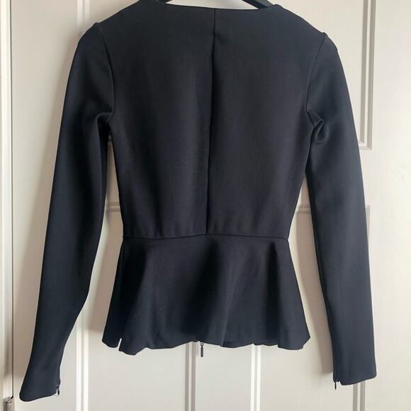 Armani Exchange peplum zip long sleeve top - Picture 7 of 8